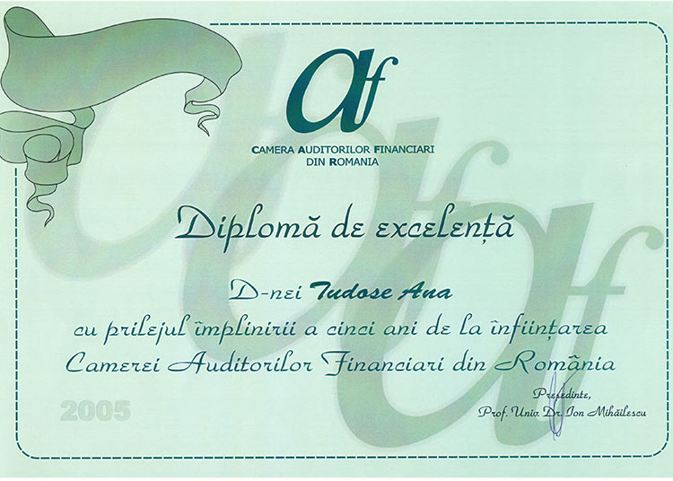 Diploma de Excelente de Camera Auditorilor Financiari din România